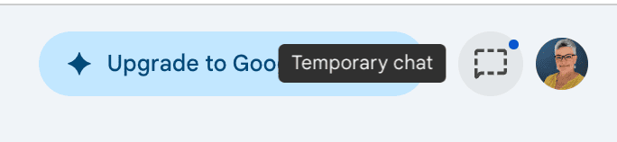 screenshot showing how to enable temporary chat in Gemini