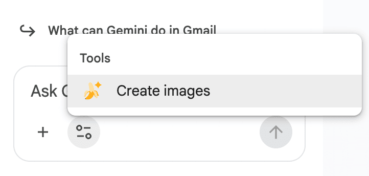 A screenshot showing how to create ai images in gmail.
