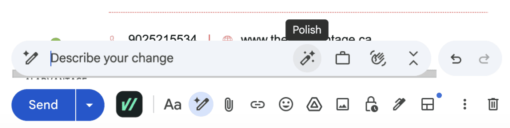 A screenshot showing how to prompt gemini in gmail.