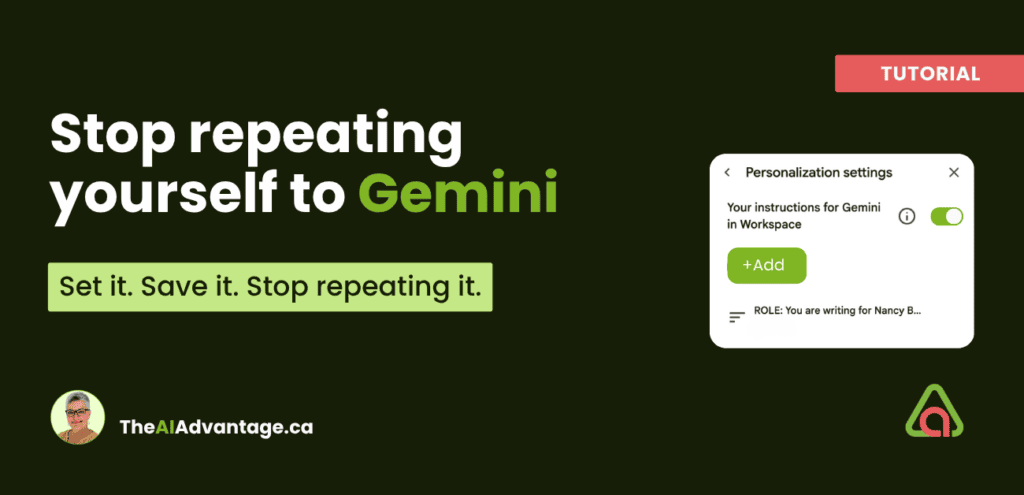 Screenshot showing where to set Gemini custom instructions in the Google Docs side panel