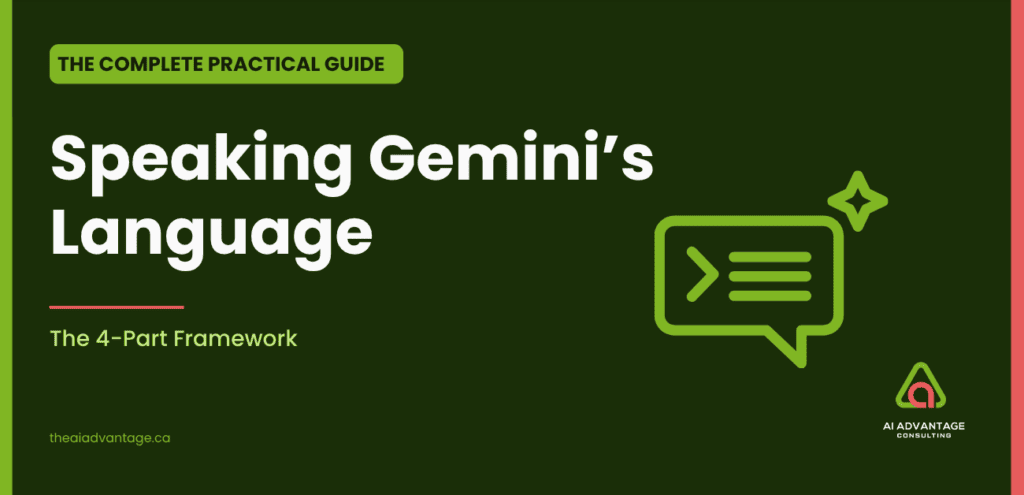 Featured image for guide on Gemini prompts for solopreneurs titled Speaking Gemini's Language: The 4-Part Framework.
