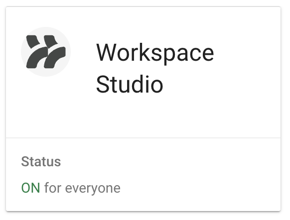 A screenshot showing Workspace Studio enabled in Admin