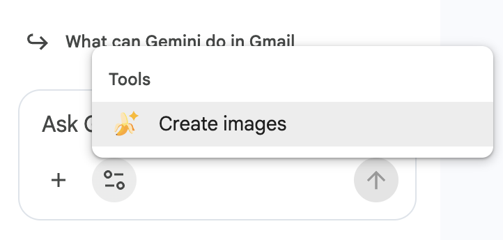 A screenshot showing how to create ai images in gmail.