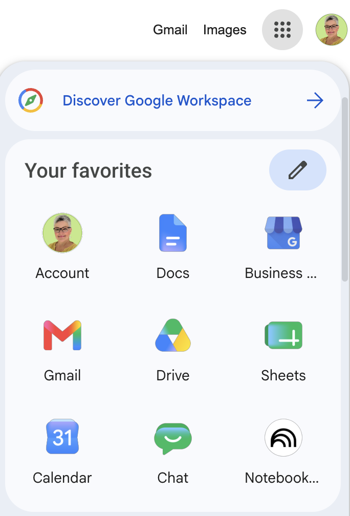 A screenshot showing the Google App launcher. 
